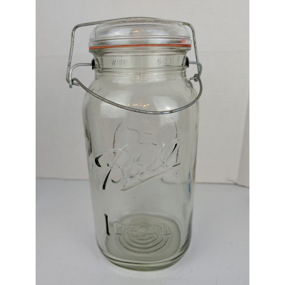 Vtg 1 Gallon BALL Ideal Canning Jar w/Eagle Emblem Lid - Wire Bail - 12”